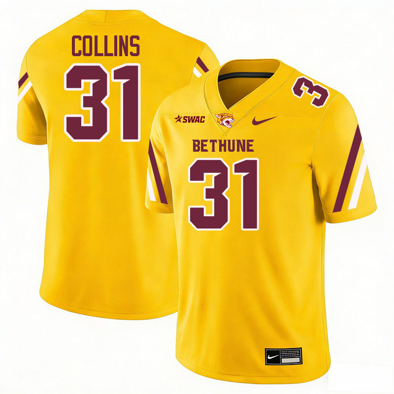 Bethune-Cookman Wildcats #31 Nick Collins College Football Jerseys,Uniforms-Gold